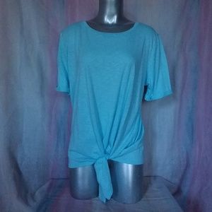 Light Blue Tie Front, Short Sleeved T-Shirt  NWT
